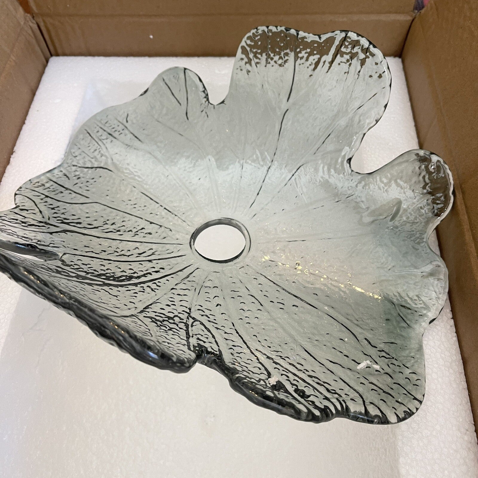 NEW Anthro Vintage Blue Glass Hanging Retro Gold Floral Pendant Light Fixture