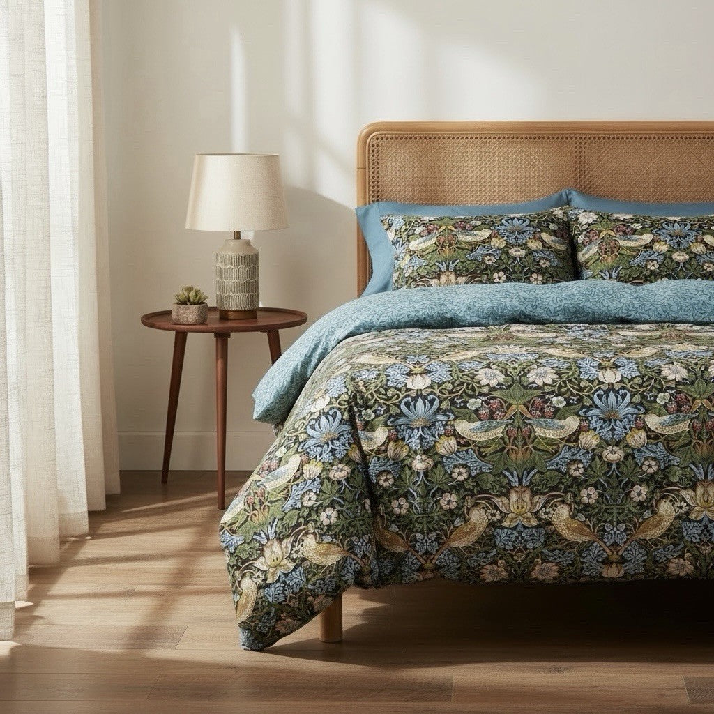 NEW Anthropologie Multicolor Bird Boho Print Queen King Bedding Duvet & Sham Set