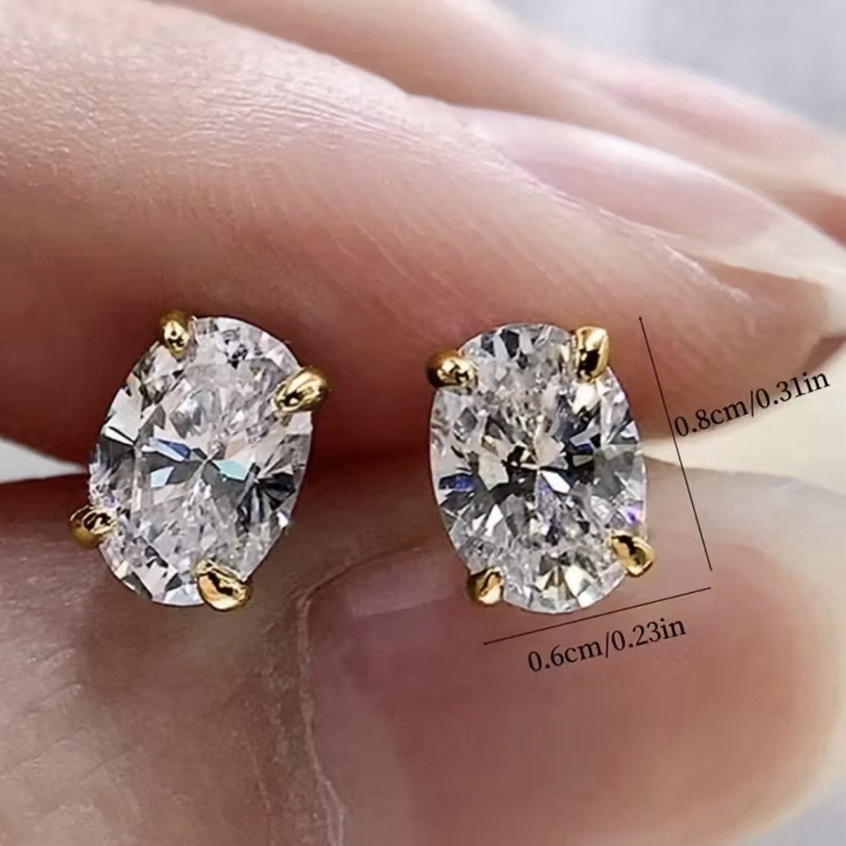 NEW Anthropologie Diamond & Gold Cubic Zirconia Stud Studs Earrings Jewelry