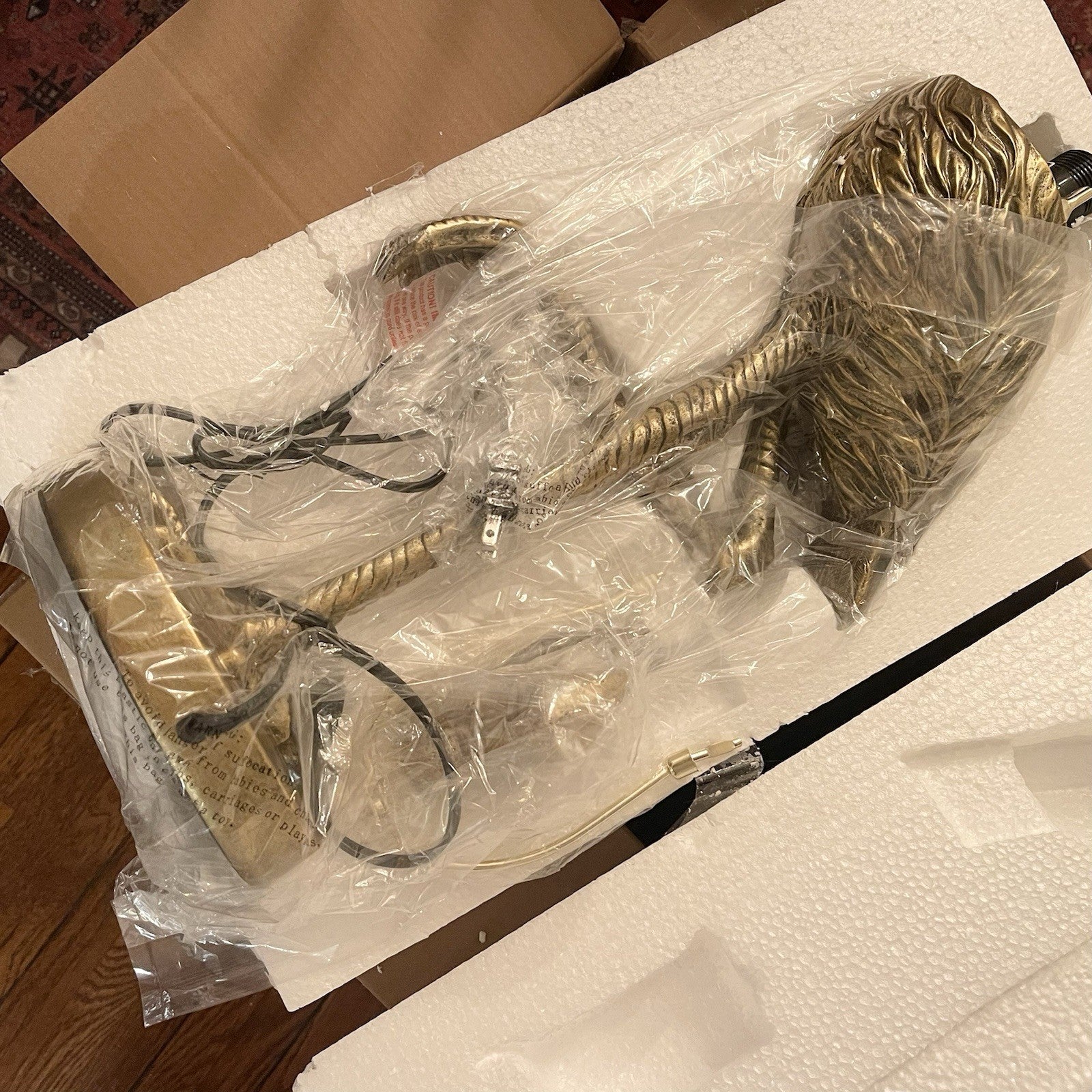 NEW Anthropologie Large Gold Boho Flamingo Table Lamp Lighting Art Deco - 32"