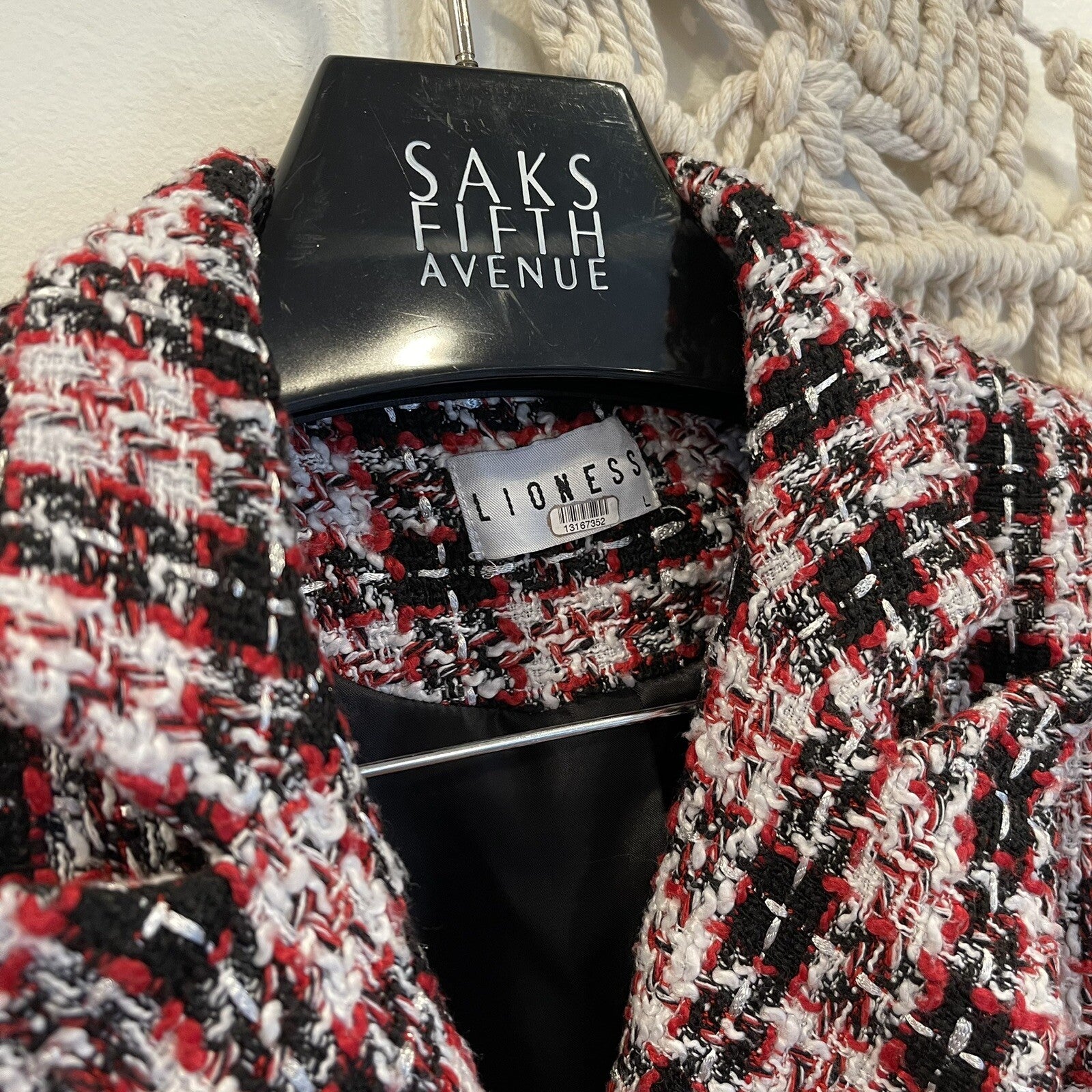 Anthropologie / Lioness Red Gold Tartan Palermo Blazer Jacket Coat - Size Large