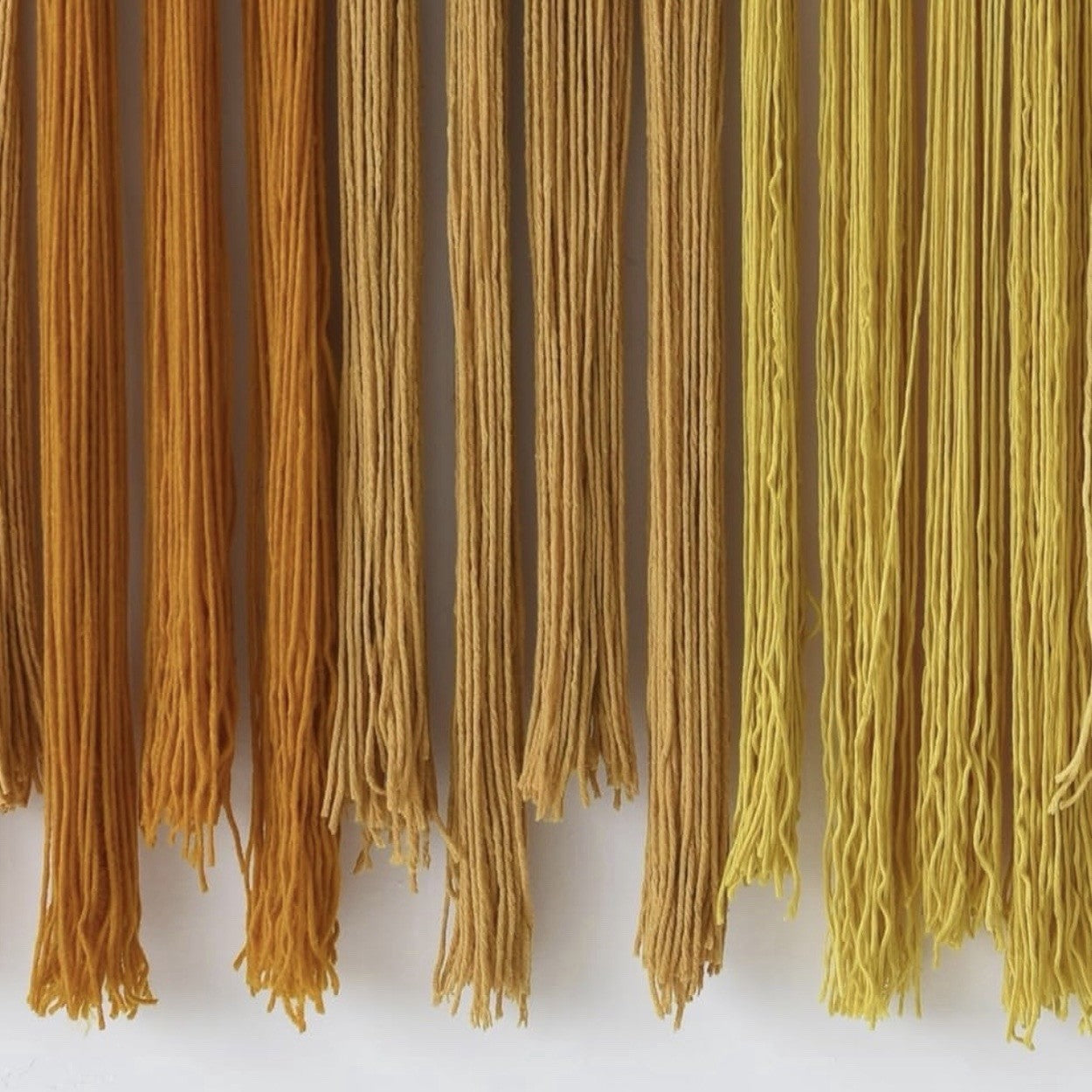 NEW Anthropologie XL Yellow Boho Tapestry Macrame Dyed Yarn Wall Hanging 40 x 45