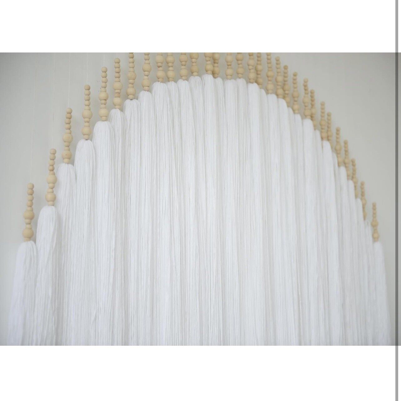 NEW Anthropologie Large Boho White Tassel Tapestry Round Beaded Wall Hanging 55"
