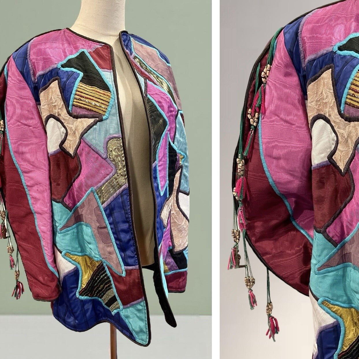 Vintage La Coleccion Judith Roberts Art Kimono Jacket Sweater Coat - Size Small