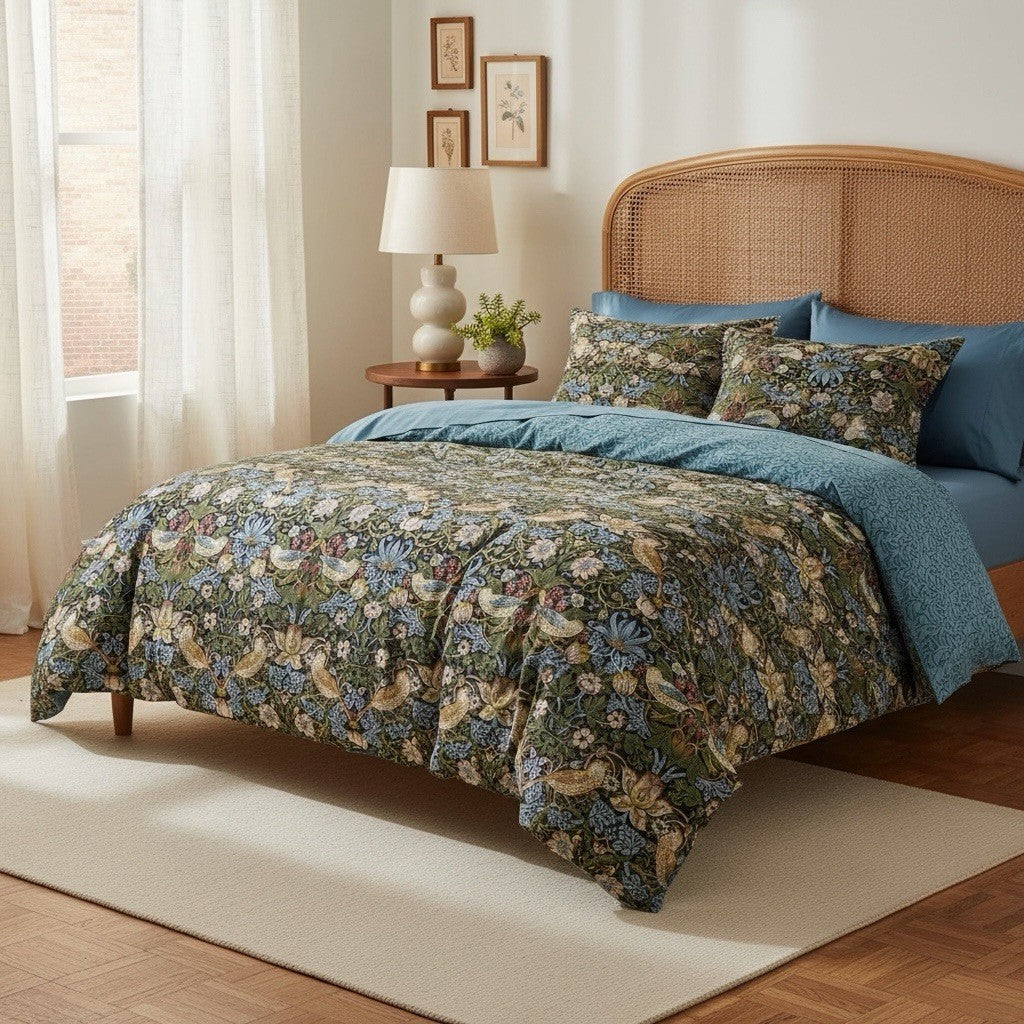 NEW Anthropologie Multicolor Bird Boho Print Queen King Bedding Duvet & Sham Set