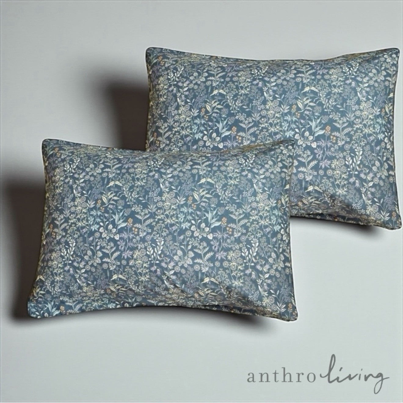 NEW Anthro Blue Floral Cotton Boho King Queen Full Size Bedding Duvet & Sham Set