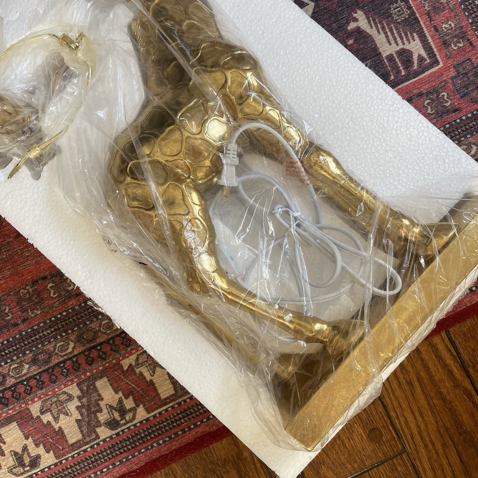 NEW Anthropologie Large Gold Boho Giraffe Table Lamp Lighting Art Deco Set - 26"