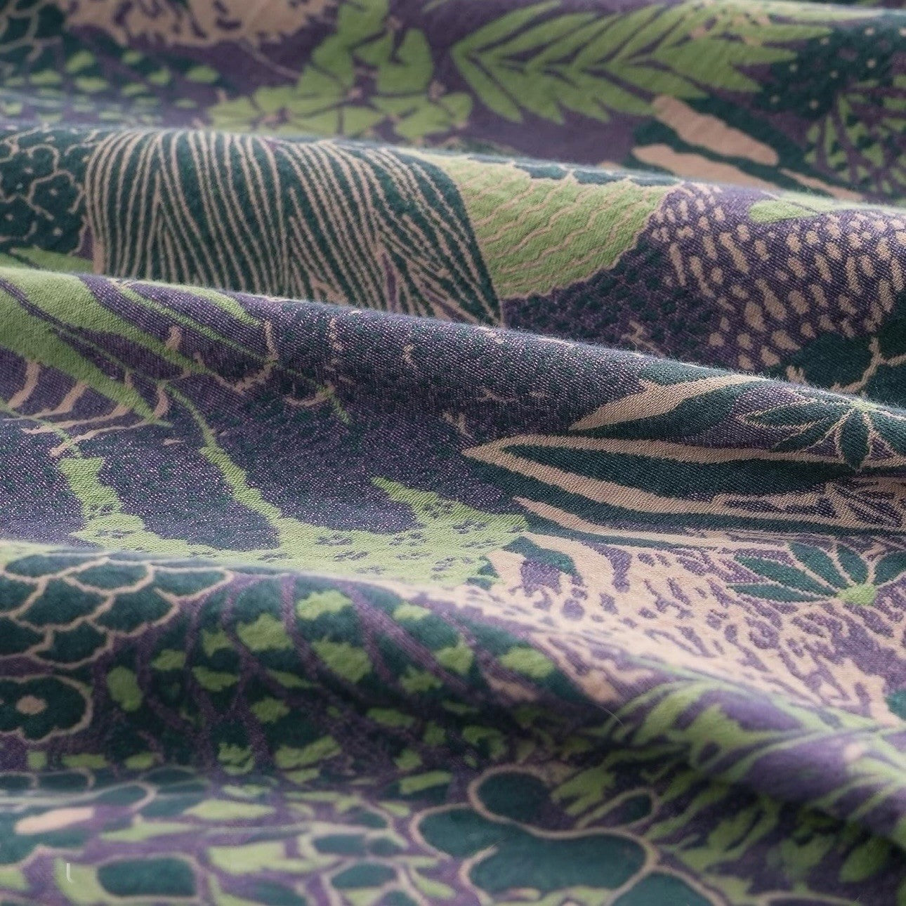 NEW Anthropologie Green Purple Floral Muslin Queen / King Bedding Duvet Sham Set
