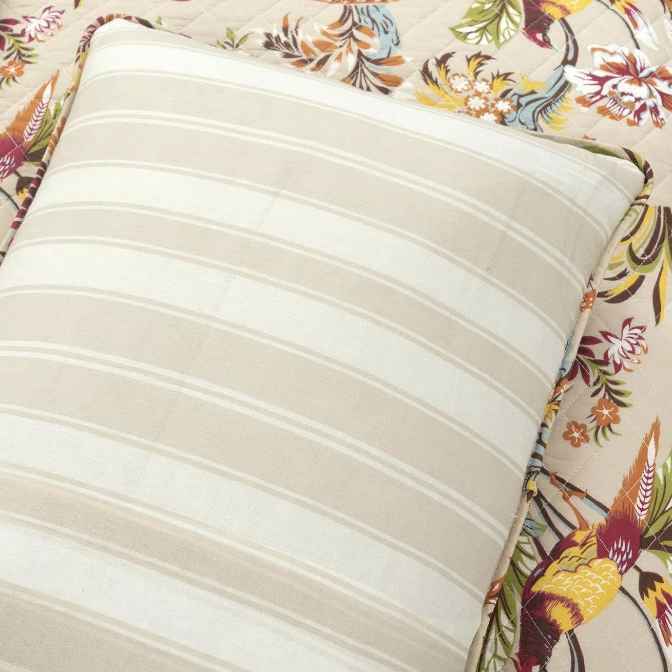 NEW Anthropologie Queen / King Cotton Boho Bird Quilt Bedspread Bedding Sham Set