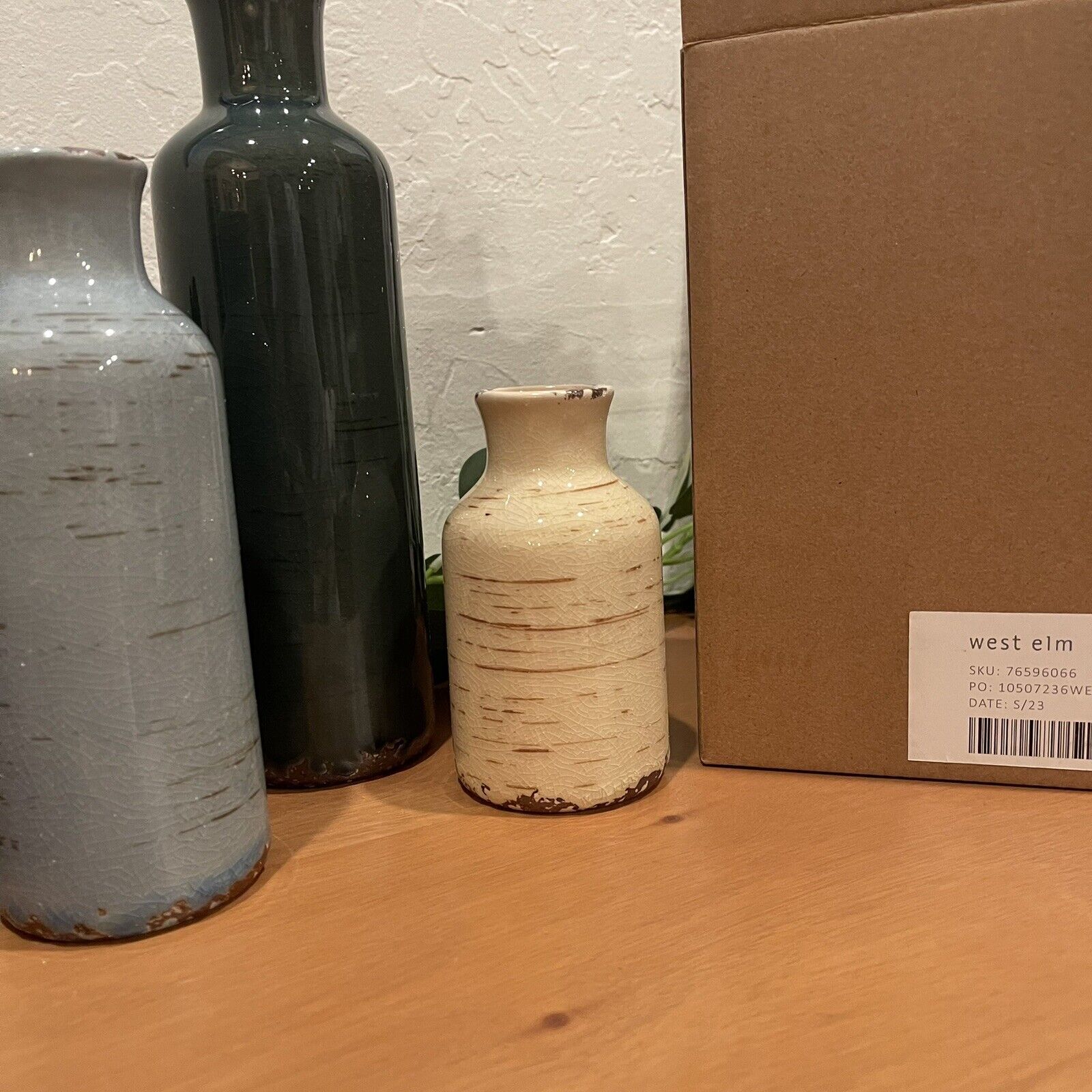NEW West Elm Ceramic Multicolor Tall Boho Flower Vases (Set of 3) Home Decor