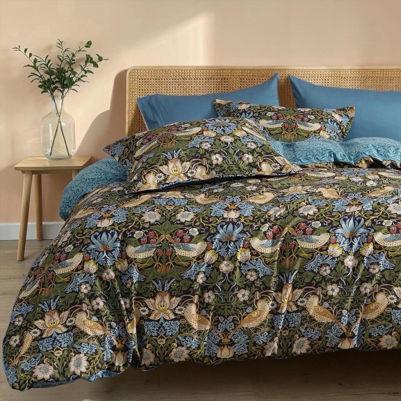 NEW Anthropologie Multicolor Bird Boho Print Queen King Bedding Duvet & Sham Set