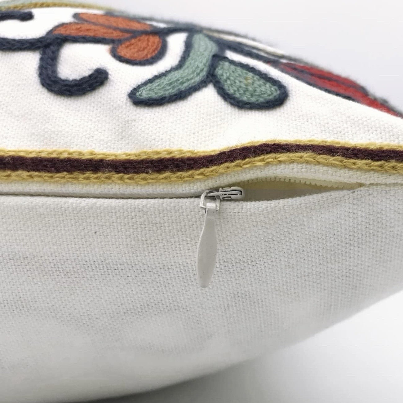 NEW Anthropologie Boho Floral Embroidered Throw Pillow Cover Case Sham 18 x 18