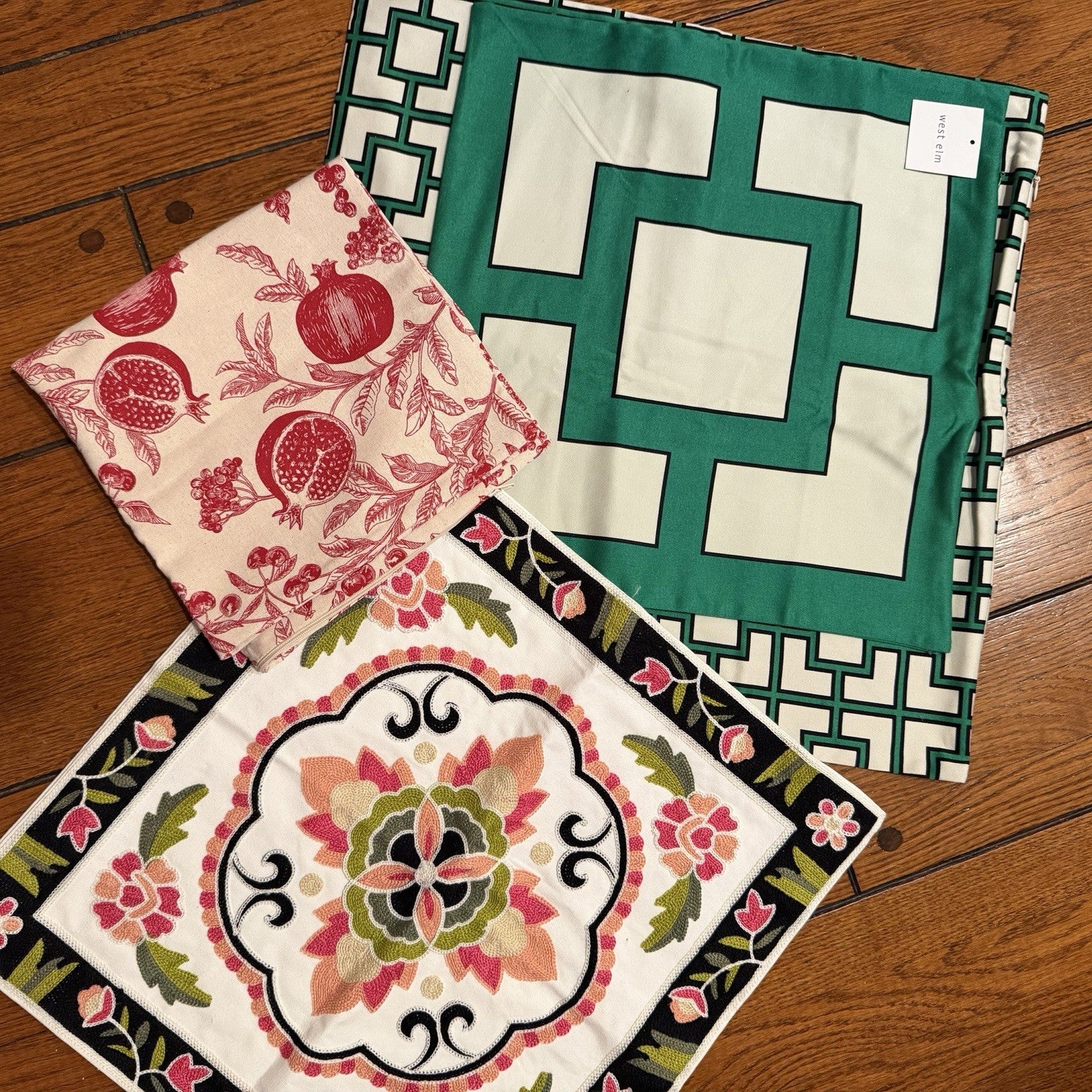 NEW West Elm (Set 4) Multicolor Geometric Boho Throw Pillow Cover Sham 20" & 16"