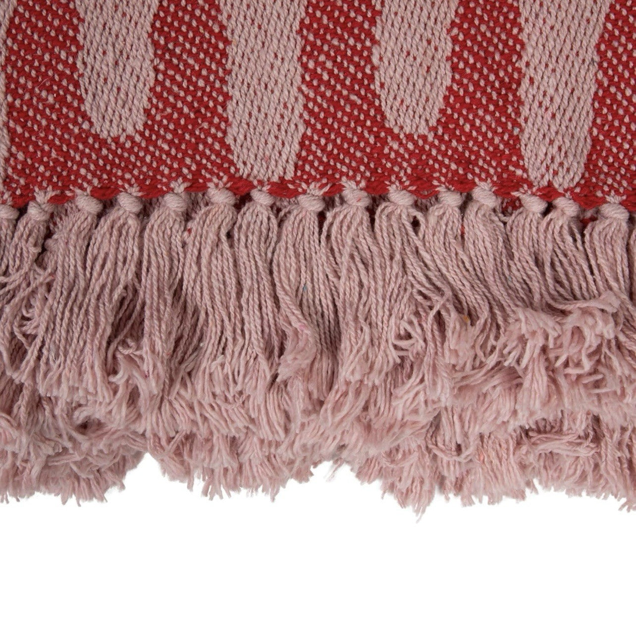 NEW Anthropologie Pink Abstract Cotton Boho Tassel Fringe Throw Blanket 50 x 60