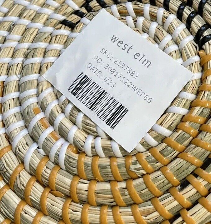 NEW West Elm XL Woven Wicker Rattan Seagrass Boho Wall Hanging Baskets Set / 13