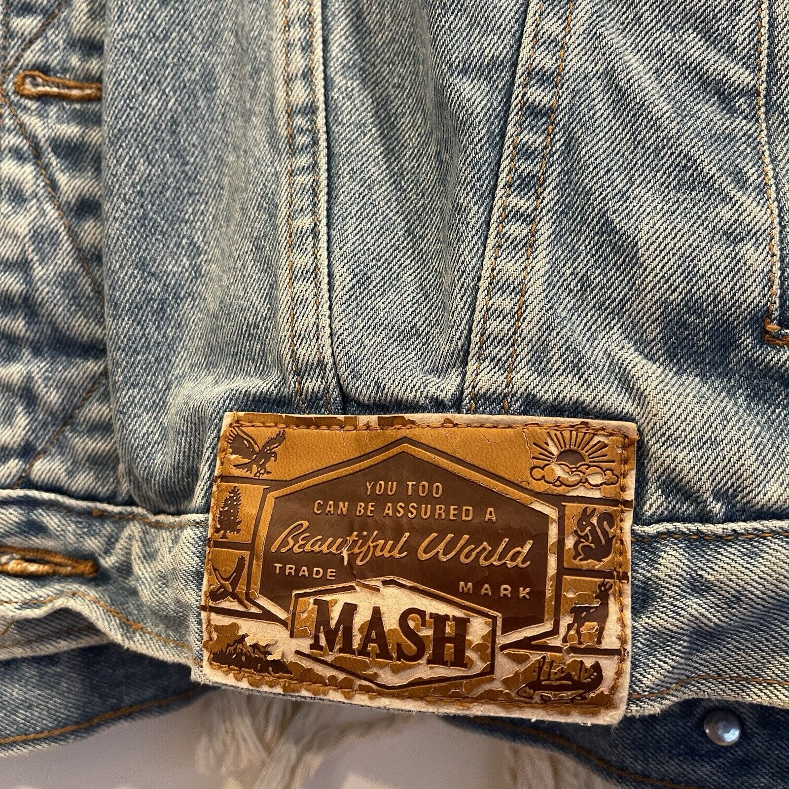 Vintage Mash Painted Frida Kahlo Italian Denim 90s Trucker Jacket - Size Large