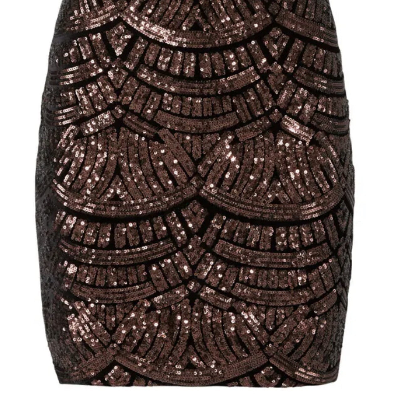 Dress the Population Bronze Gold Sequin Tabitha Cocktail Sheeth Dress - Small