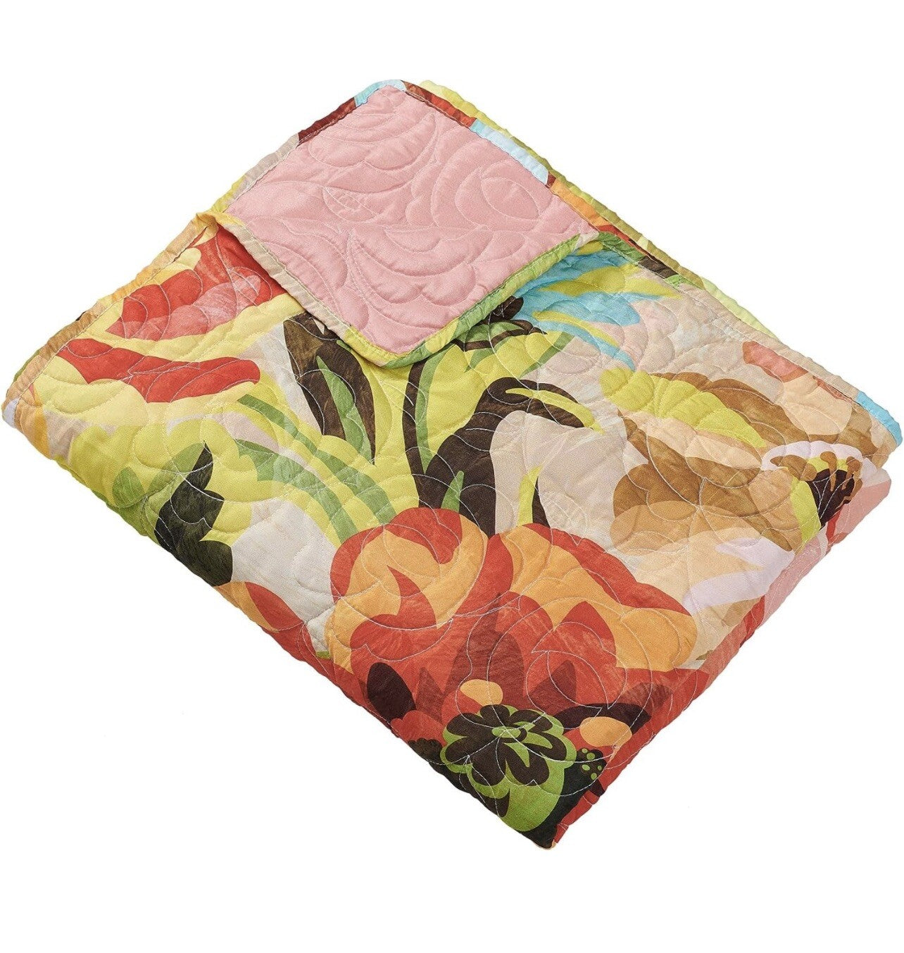 NEW Anthropologie Boho Red Floral Throw Blanket Bedspread Quilt - 50" x 60"
