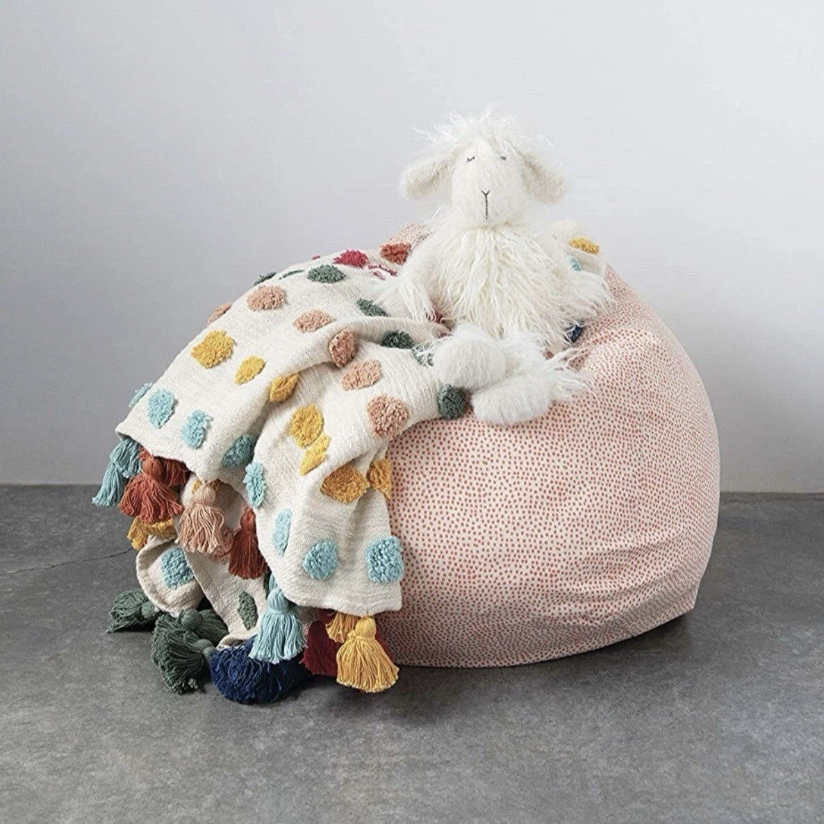 NEW Anthropologie Boho Tassel Pom Pom Colorful Throw Blanket Bedding - 50" x 60"