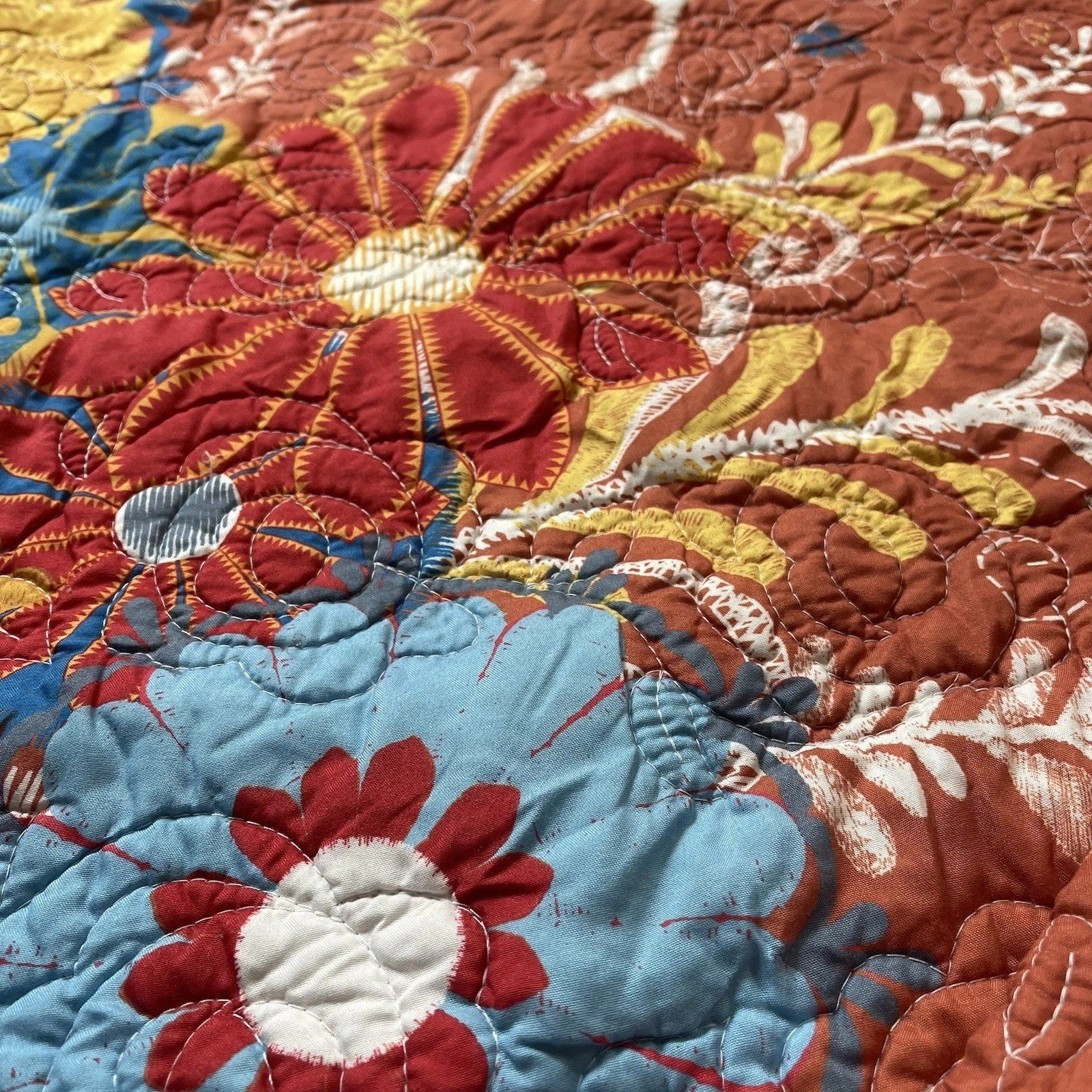 NEW Anthropologie Queen / King Reversible Boho Quilt Bedspread Bedding Sham Set