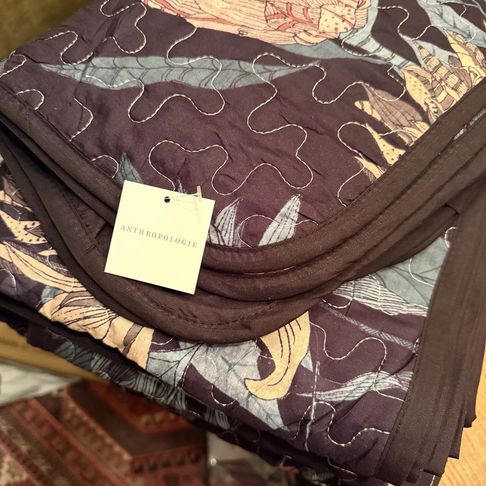 NEW Anthropologie Queen / King Reversible Boho Quilt Bedspread Bedding Sham Set