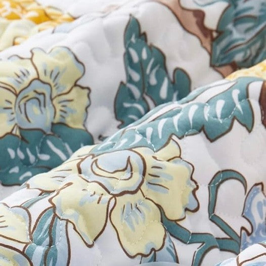 NEW West Elm Floral Reversible Queen / King Boho Bedding Quilt Coverlet Sham Set