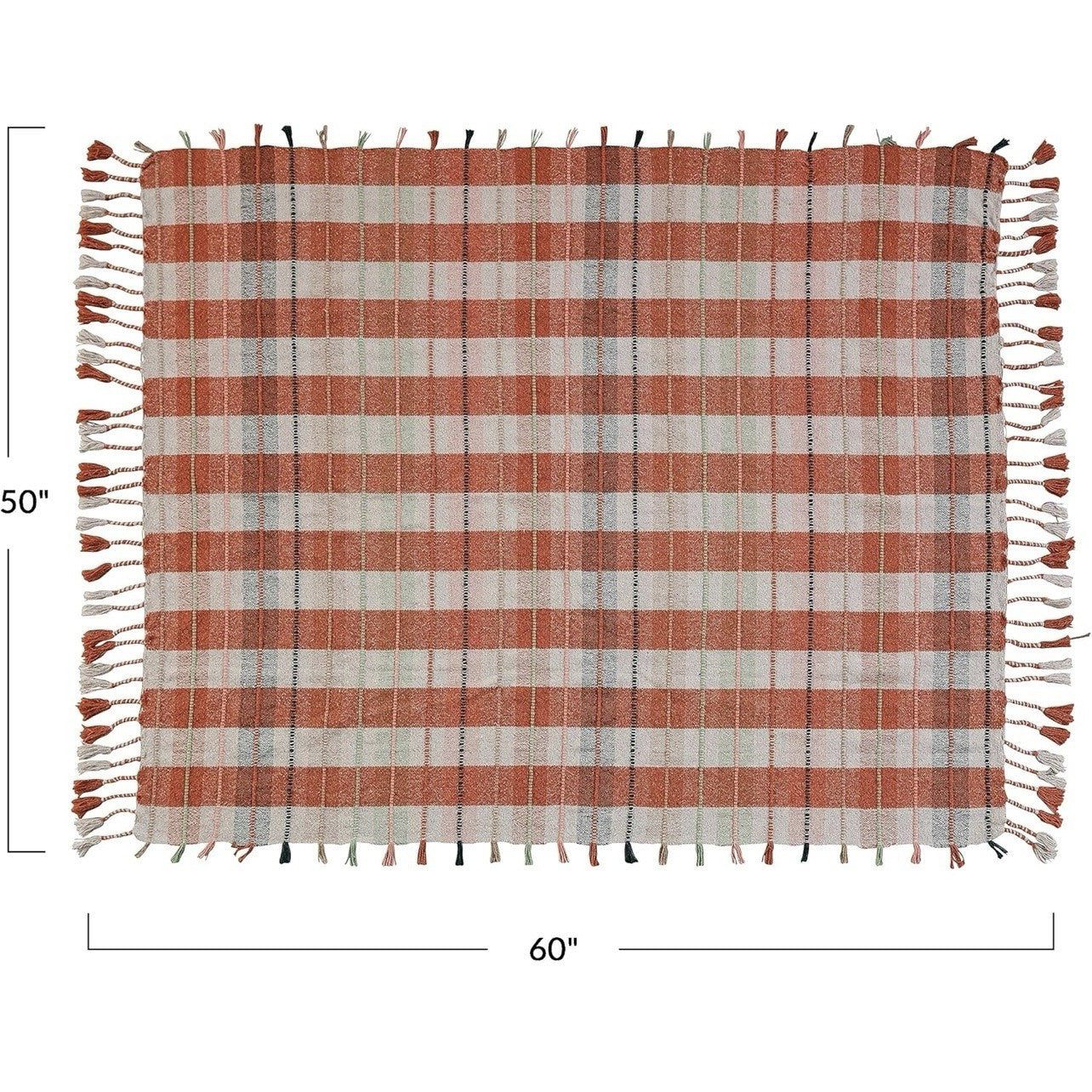 NEW Anthropologie Braided Cotton Boho Tassel Fringe Throw Blanket - 50" x 60"