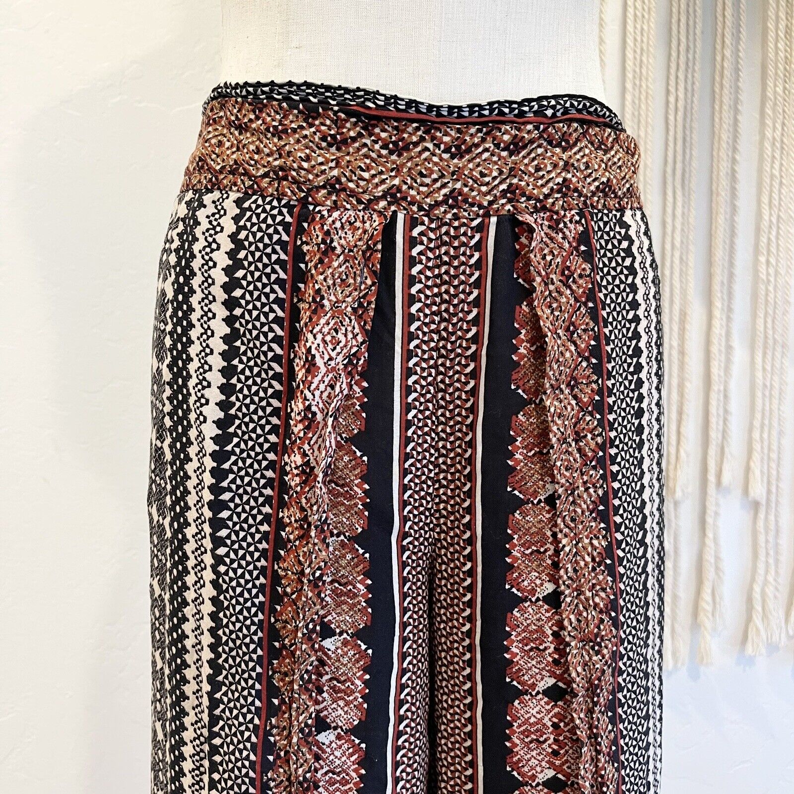 Free People Boho Aztec Print Elastic Drapy Harem Jogger Pants - Size Medium