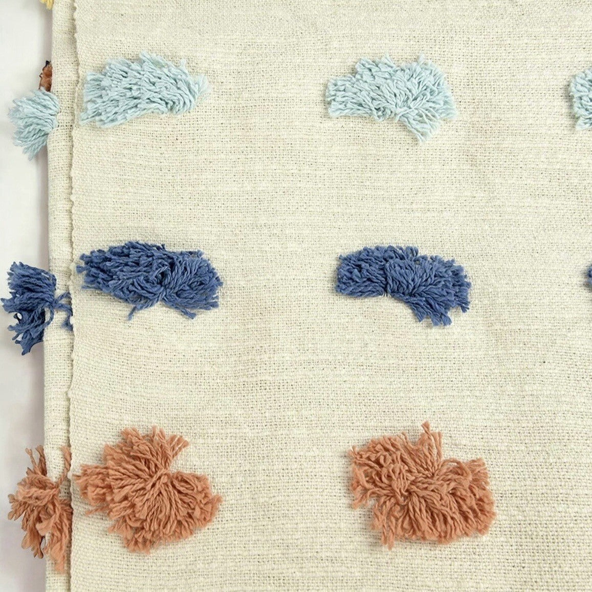 NEW Anthropologie Boho Tassel Pom Pom Colorful Throw Blanket Bedding - 50" x 60"
