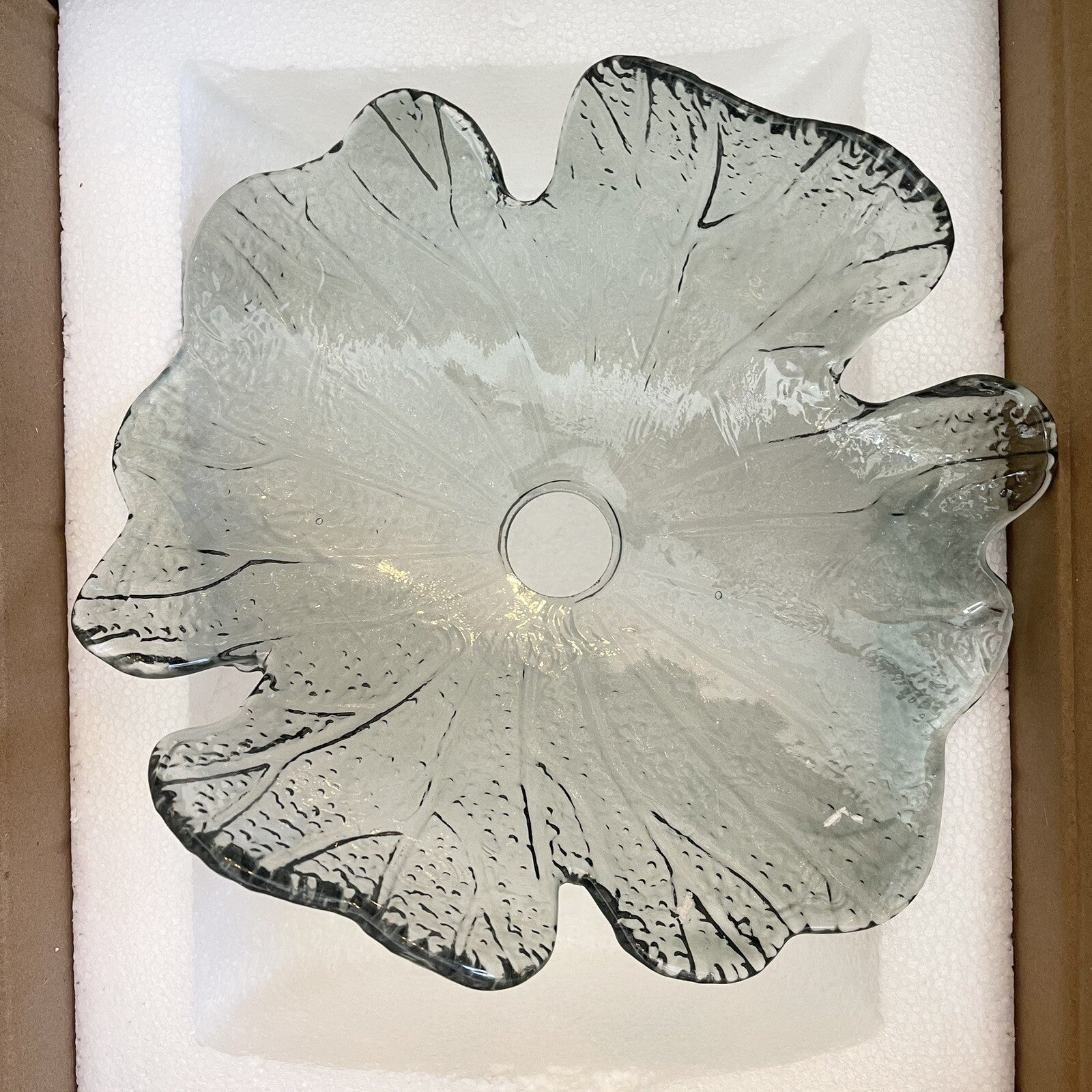 NEW Anthro Vintage Blue Glass Hanging Retro Gold Floral Pendant Light Fixture