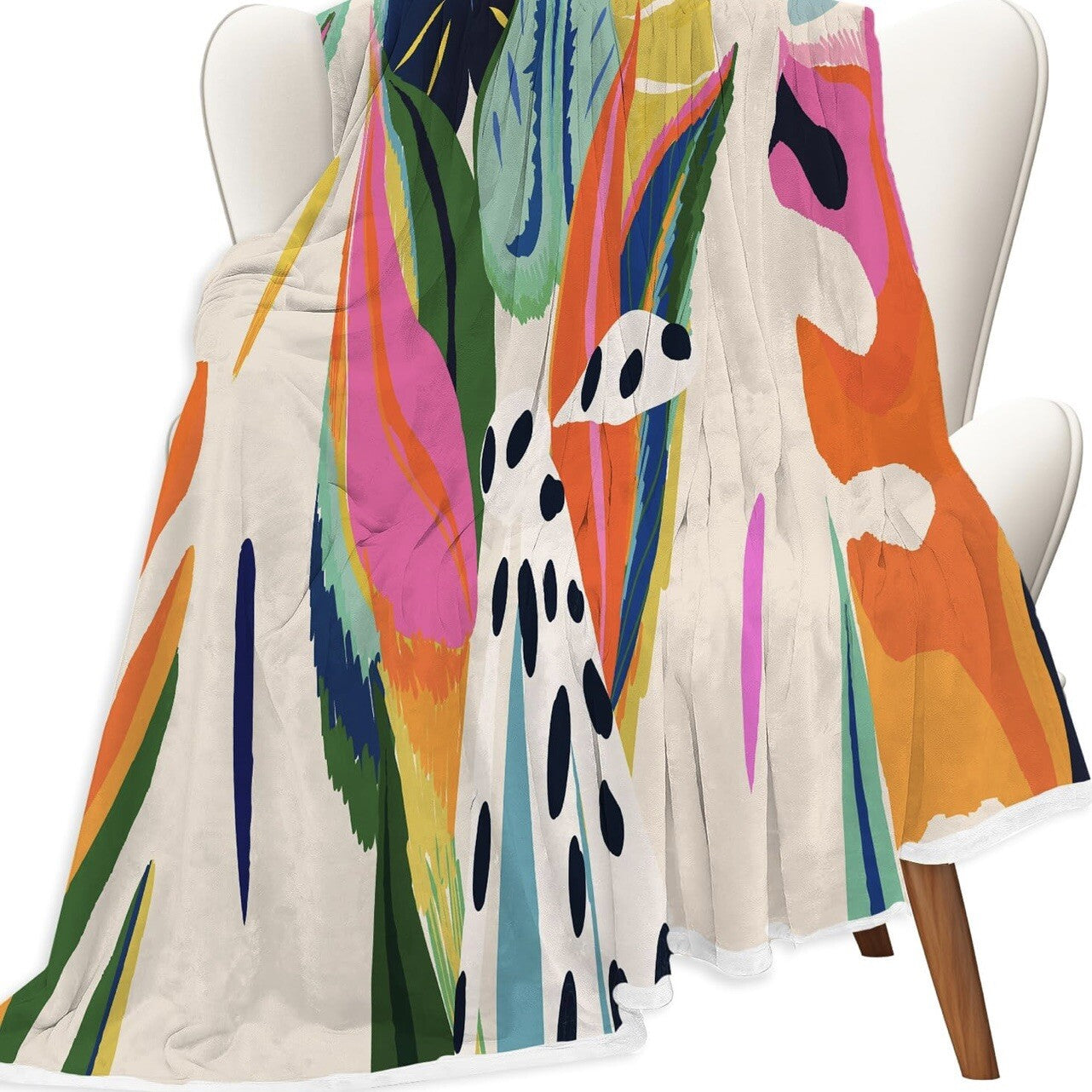 New Anthropologie Boho Abstract Fleece Throw Blanket Bedspread Bedding 50" x 60"