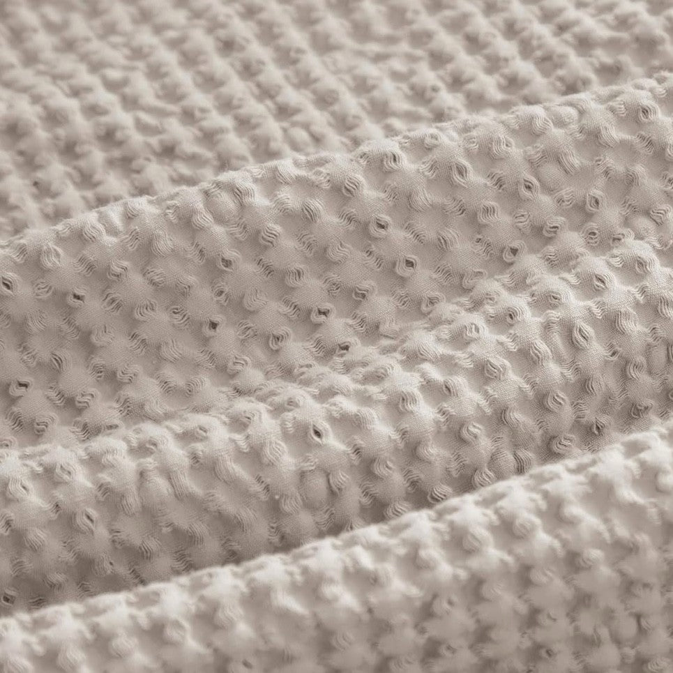 NEW West Elm Beige Waffle Weave Queen King 100% Cotton Bedding Duvet & Sham Set
