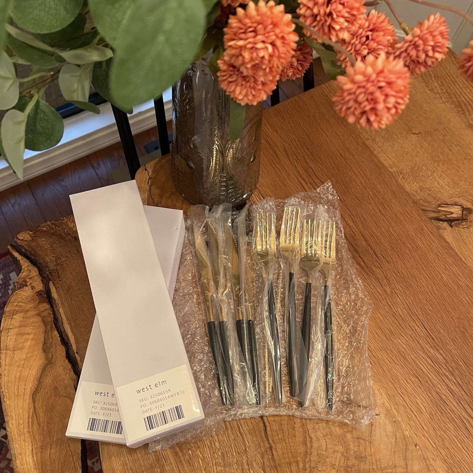 NEW West Elm 20 Piece Luxury Silverware Set for 4 Gold & Black Handle Stainless