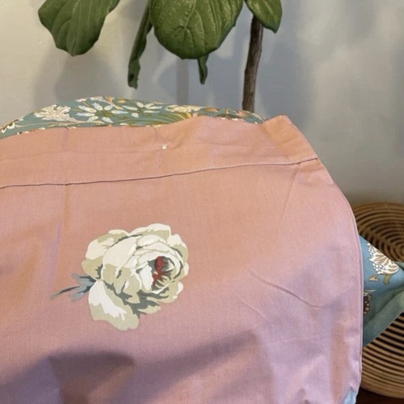 NEW Anthro Teal Reversible Cotton Floral Queen King Boho Duvet Bedding Sham Set