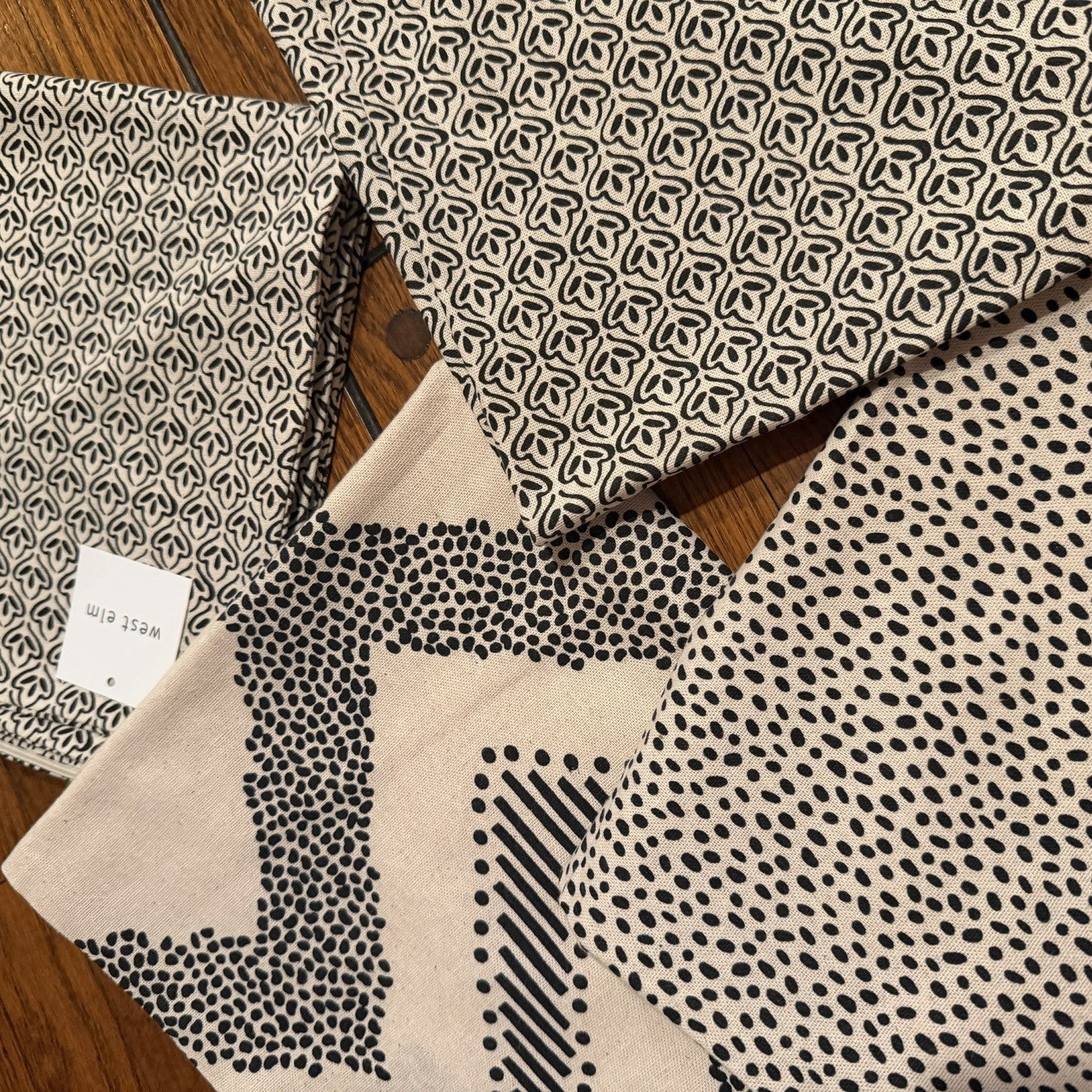 NEW West Elm (Set of 4) Black & White Boho Throw Pillow Cover Case Shams 20 x 20