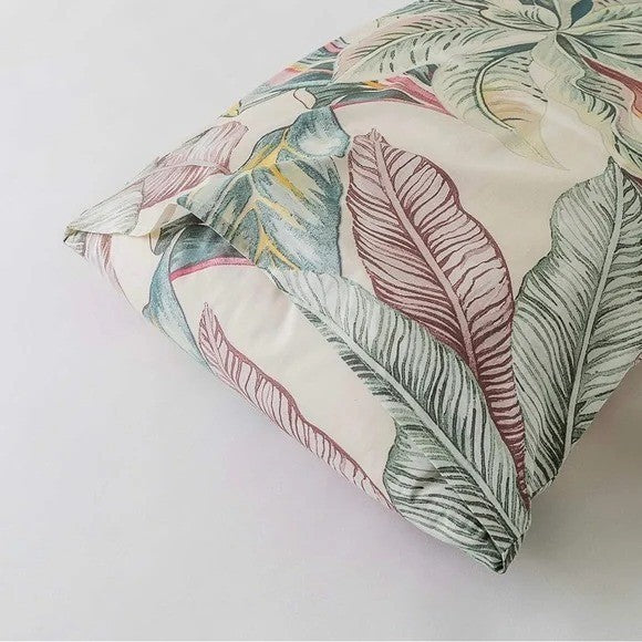 NEW Anthro White Floral Botanical Boho Cotton Queen King Bedding Duvet Sham Set