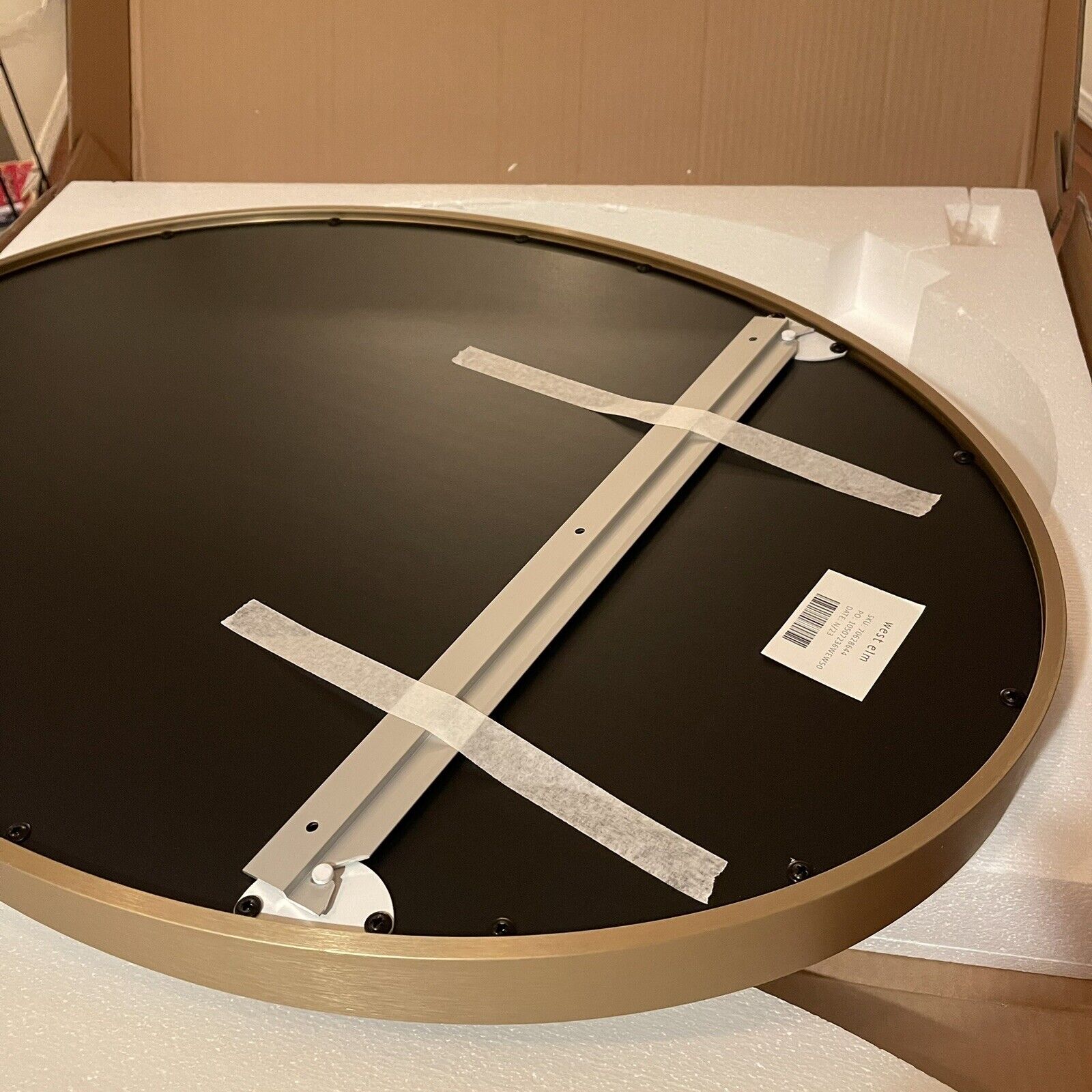 NEW West Elm XL Large Gold Framed Oval Vanity Wall Hanging Mirror - 22" x 30"