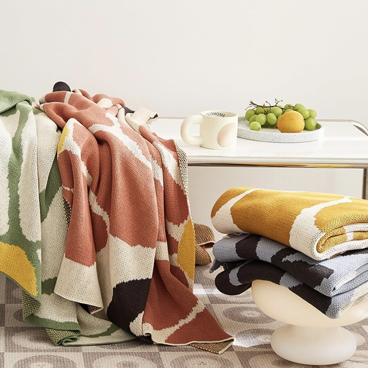 New Anthropologie Boho Floral Reversible Throw Blanket Bedspread Quilt 50" x 65