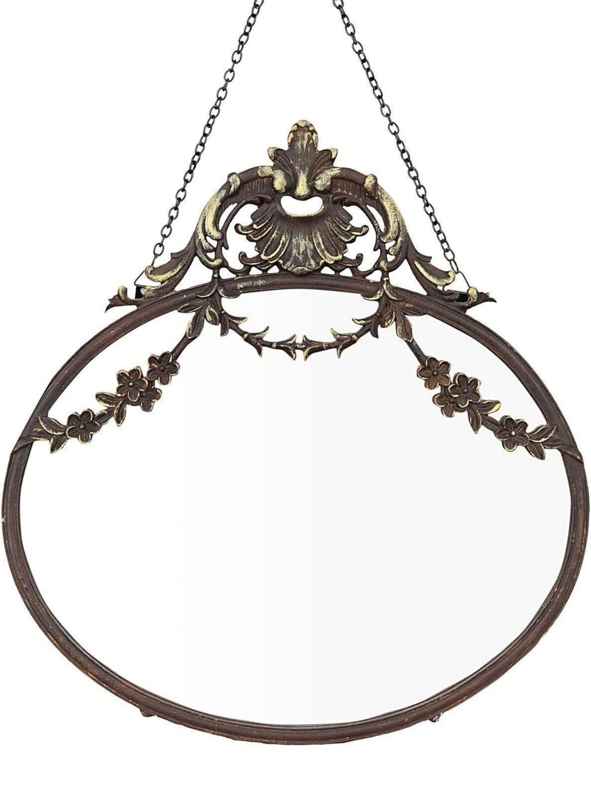 NEW Anthropologie Boho Antique Pewter Framed Hanging Wall Mirror Decor 14" x 11"