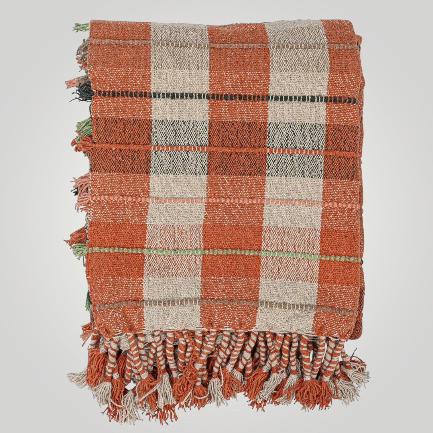 NEW Anthropologie Braided Cotton Boho Tassel Fringe Throw Blanket - 50" x 60"