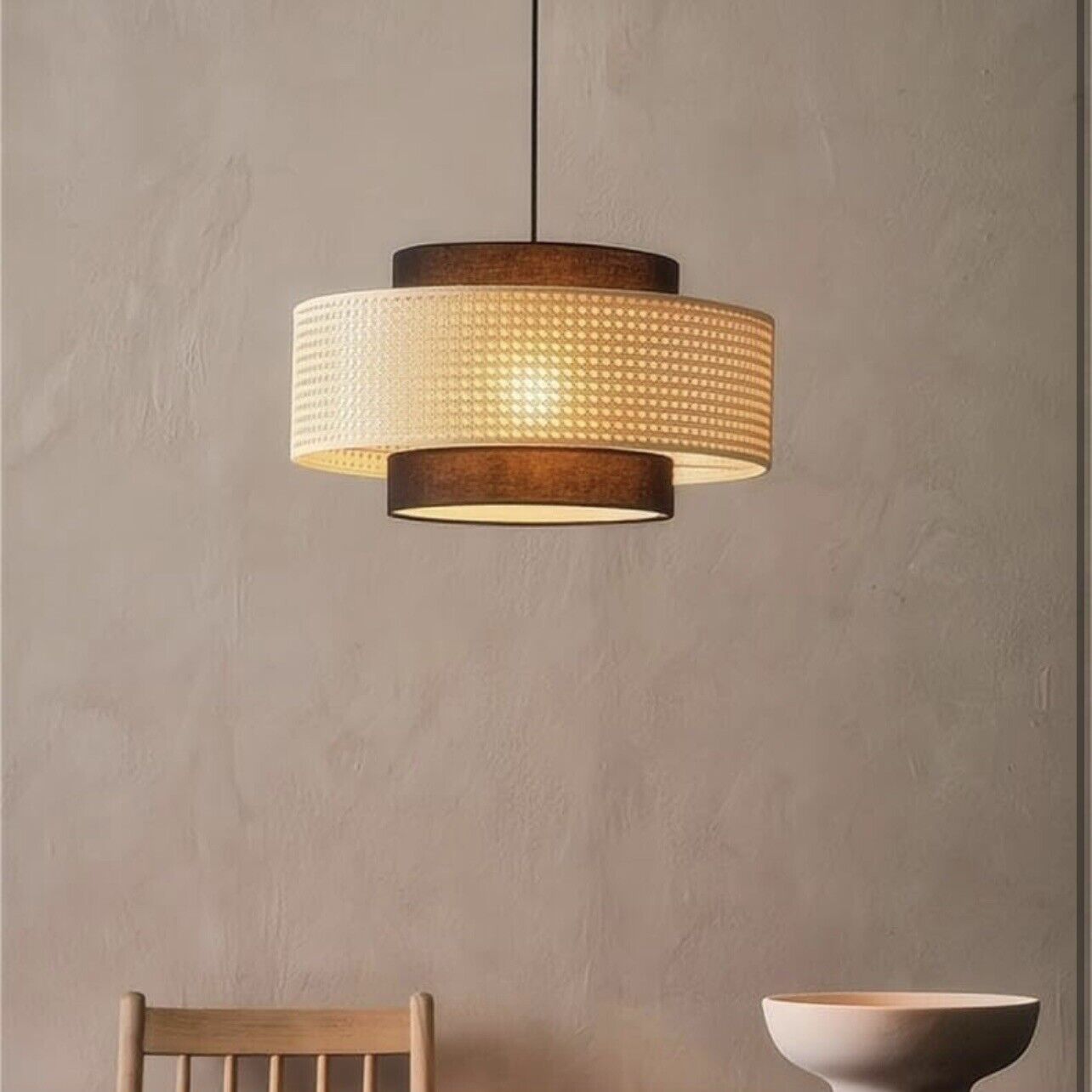 NEW West Elm Boho Rattan Wicker Woven Chandelier Hanging Pendant Light Fixture