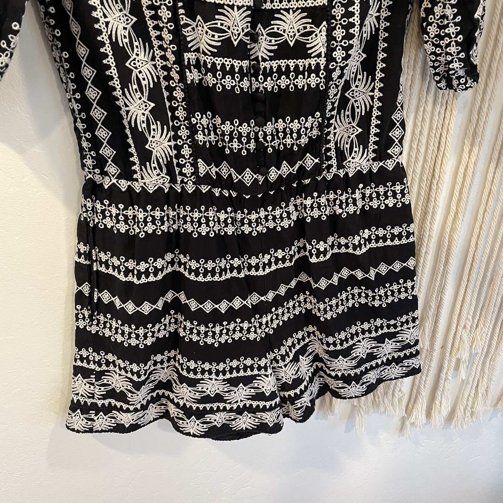 Free People / Rachel Zoe Black Embroidered Romper - Size 6 / Medium | $385