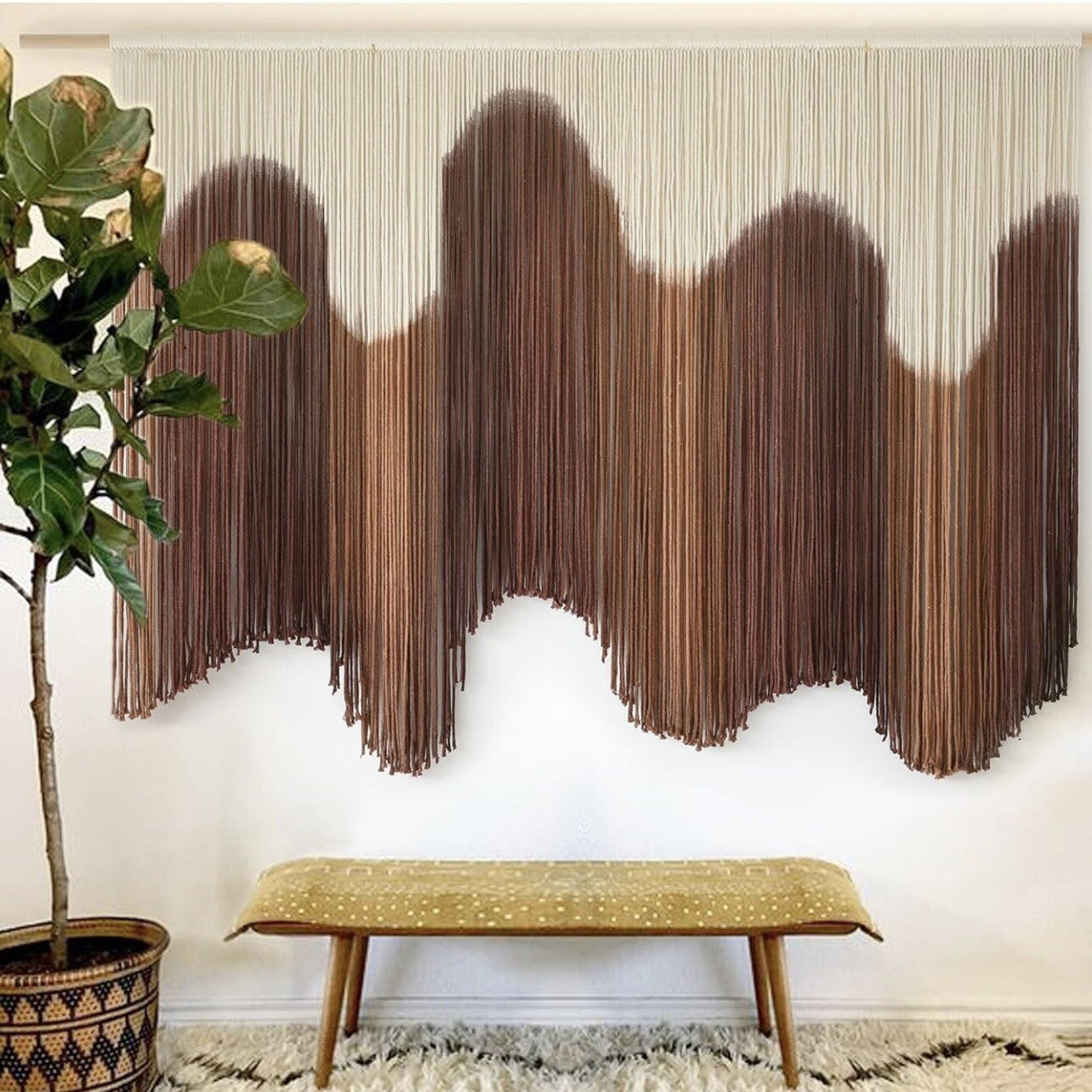 NEW Anthropologie XL Boho Tapestry Macrame Woven Dyed Yarn Wall Hanging - 58"