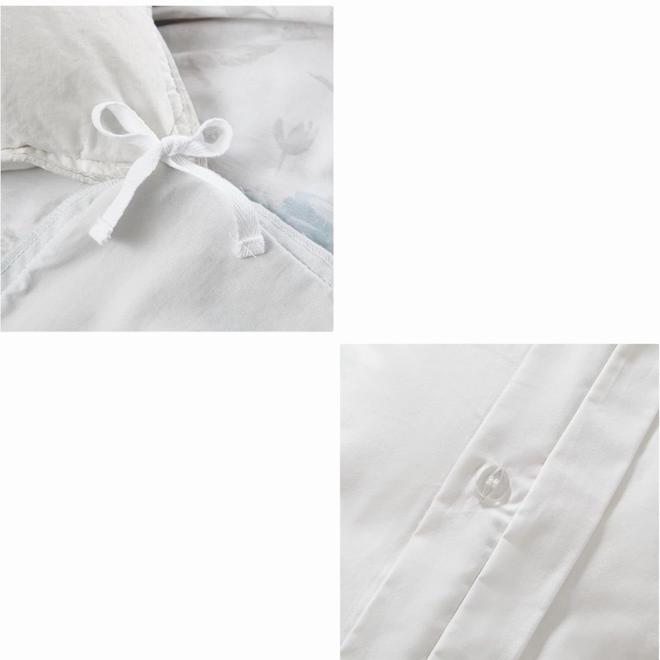 NEW Anthro White Blue Floral Bird Cotton Boho Queen King Bedding Duvet Sham Set