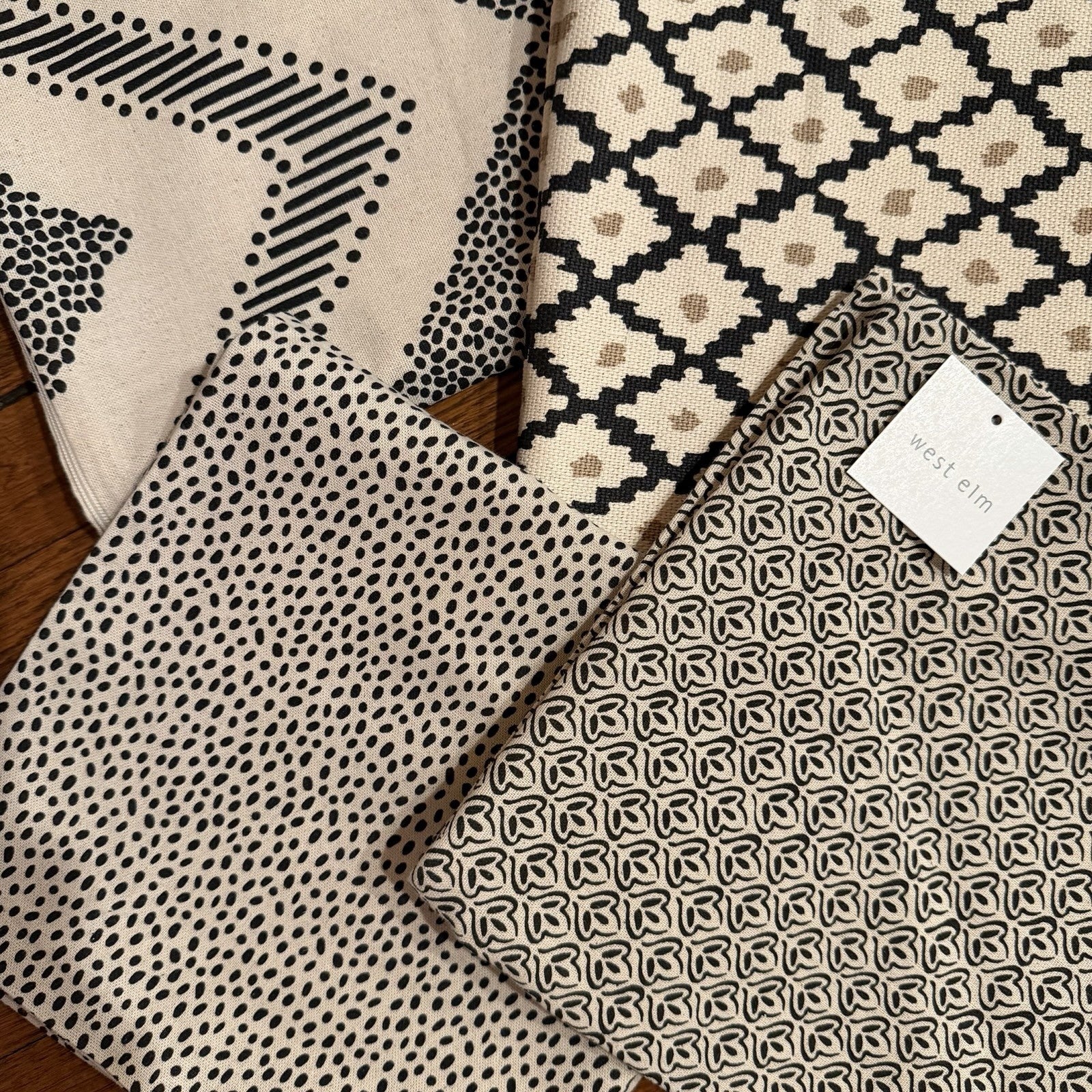 NEW West Elm (Set of 4) Black & White Boho Throw Pillow Cover Case Shams 20 x 20