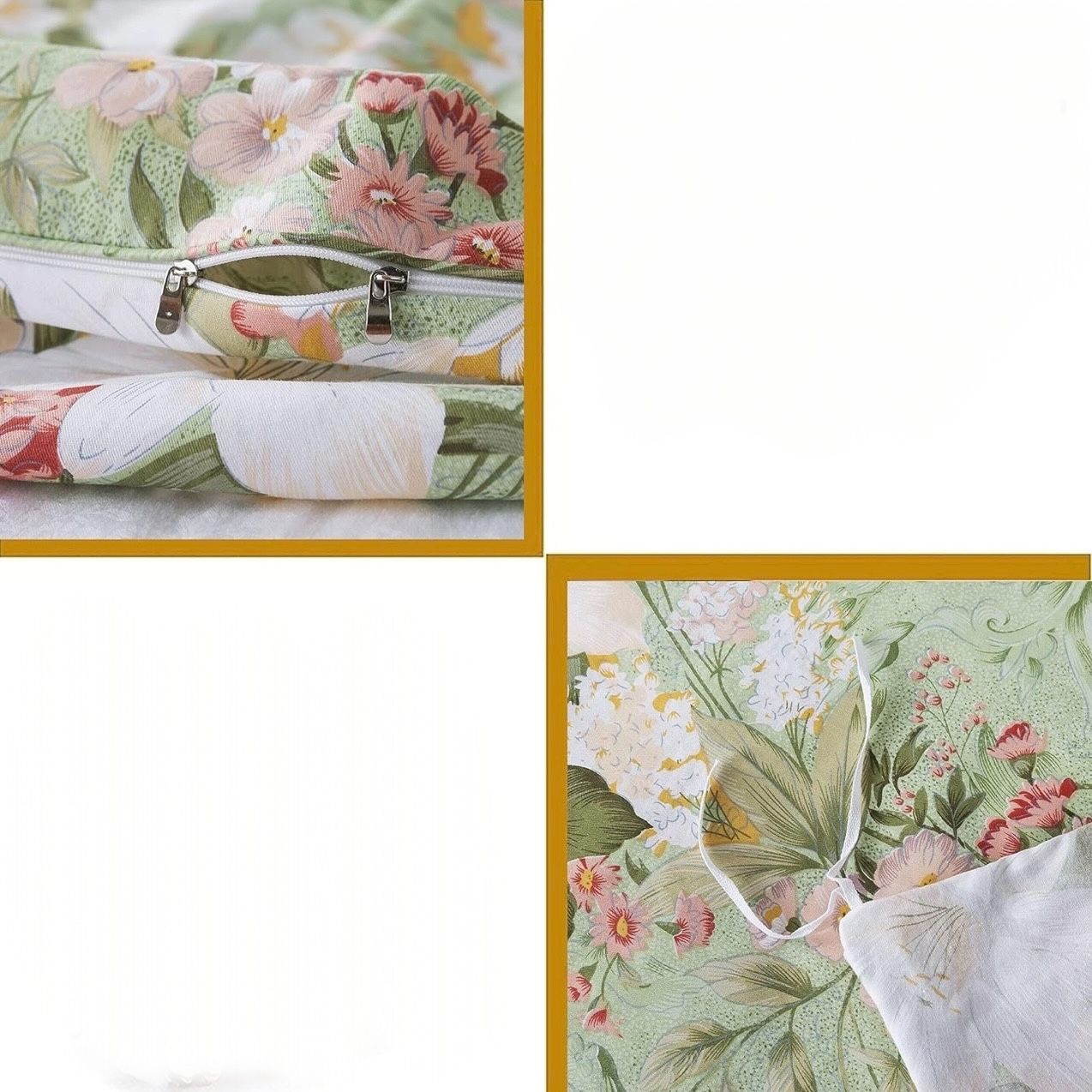 NEW Anthro Green Pink Floral Cotton Queen / King Cotton Bedding Duvet & Sham Set