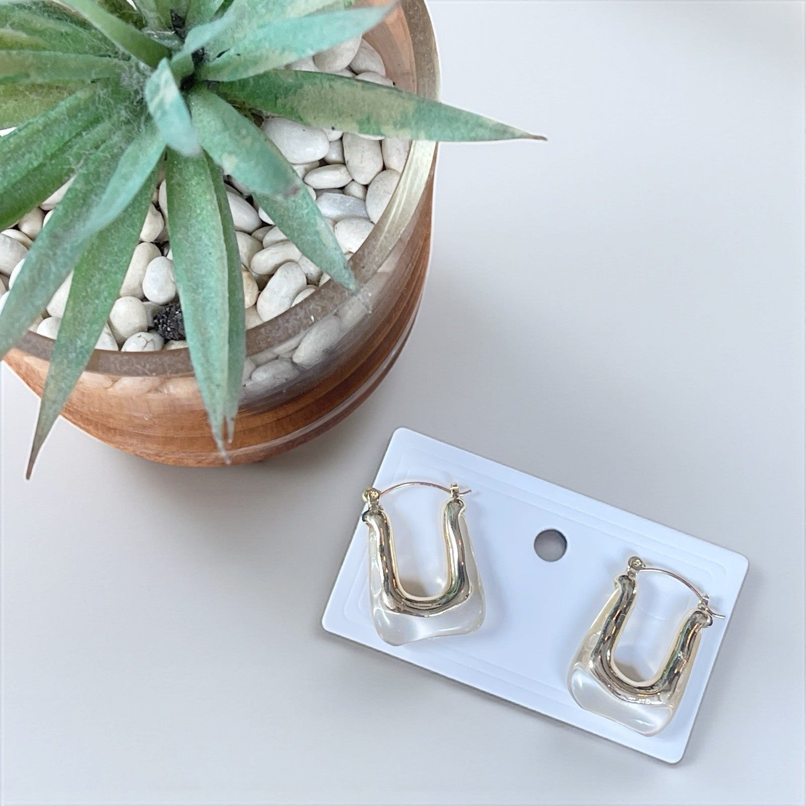 NEW Anthropologie Clear Resin & Gold Plated Chunky Hoop Dangle Earrings Jewelry