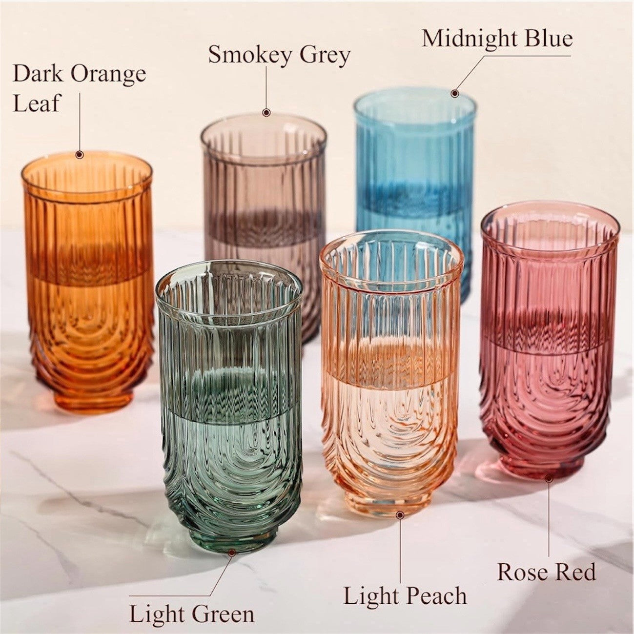 NEW West Elm (Set of 6) Colorful Stemless Wine Water Glasses Drinkware Bar Cups