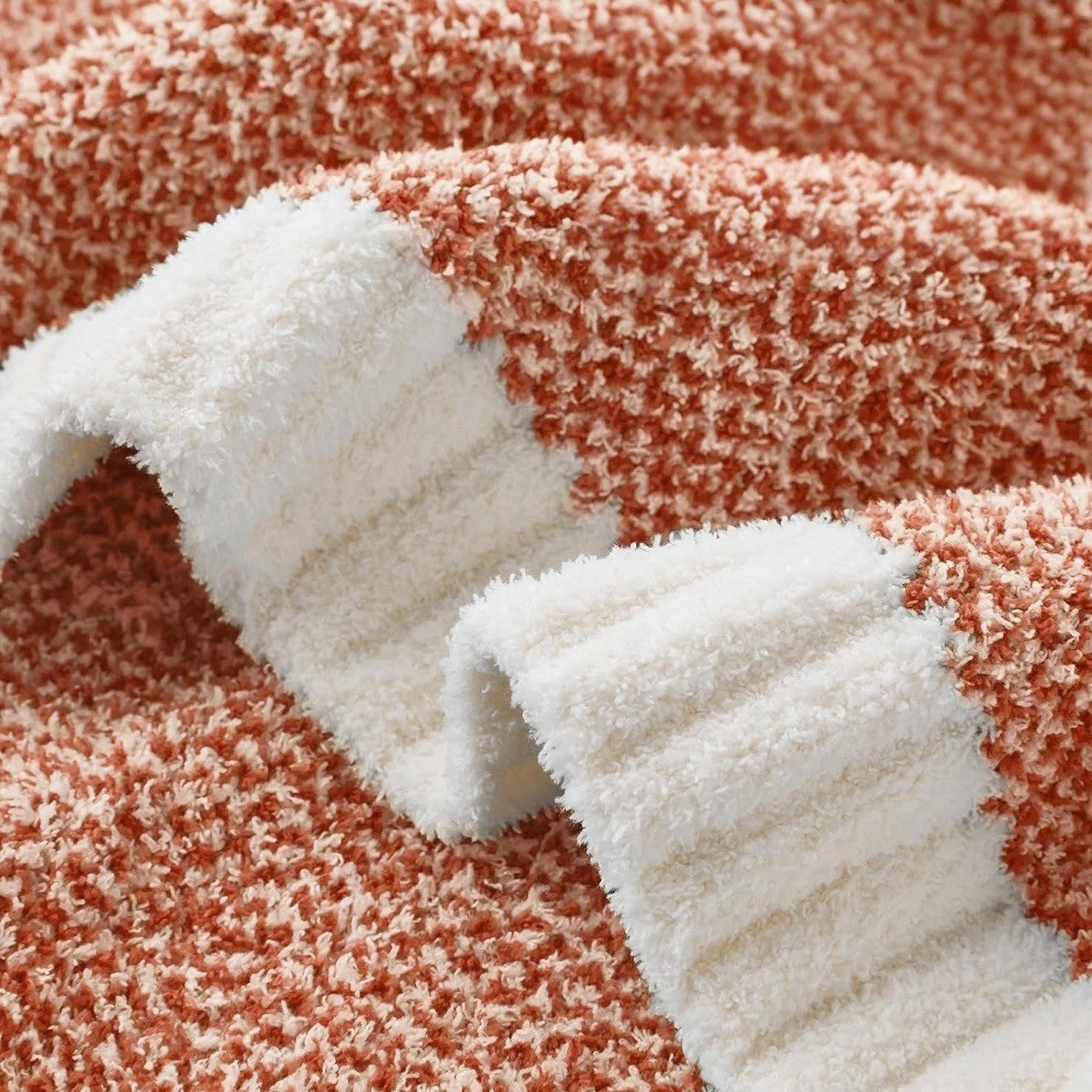 NEW Anthro Red Orange Ultra Soft Boho Chunky Knit Throw Blanket Bedding 50 x 60