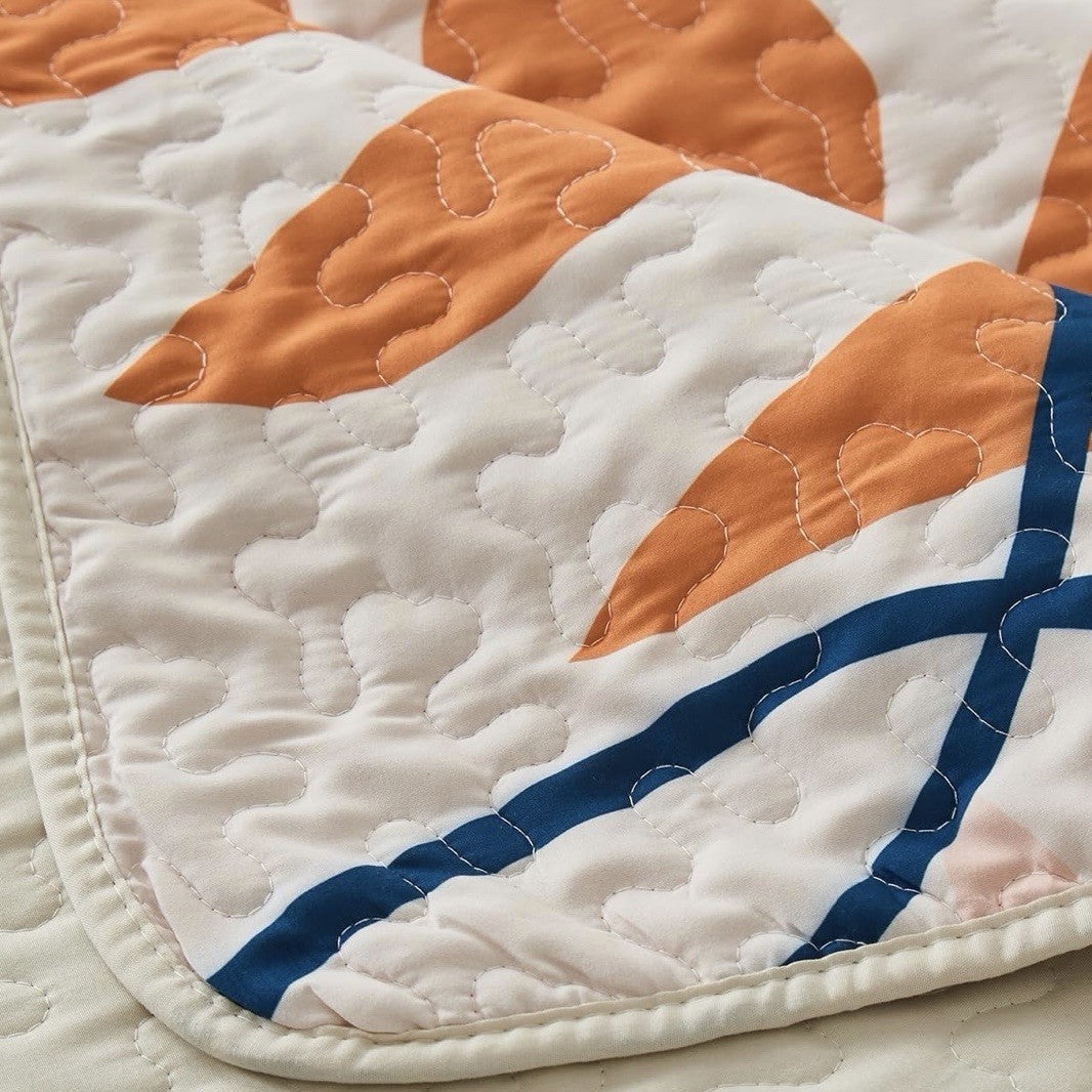 NEW Anthro Abstract Pattern Multicolor Boho Queen King Bedding Quilt & Sham Set